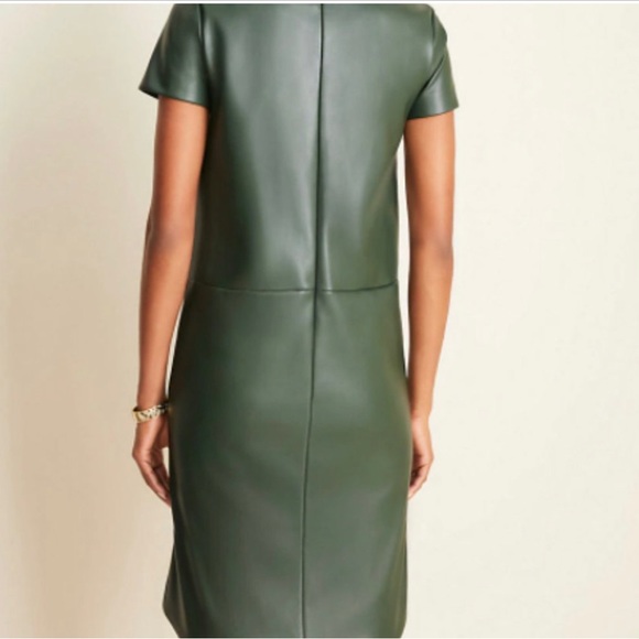 NEW!! Ann Taylor • Green Faux Leather Shift Dress • 2 - Picture 4 of 7